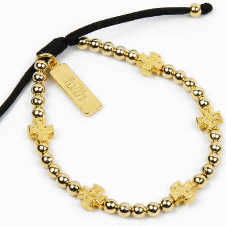 Faith Over Everything Gold Beaded Bracelet