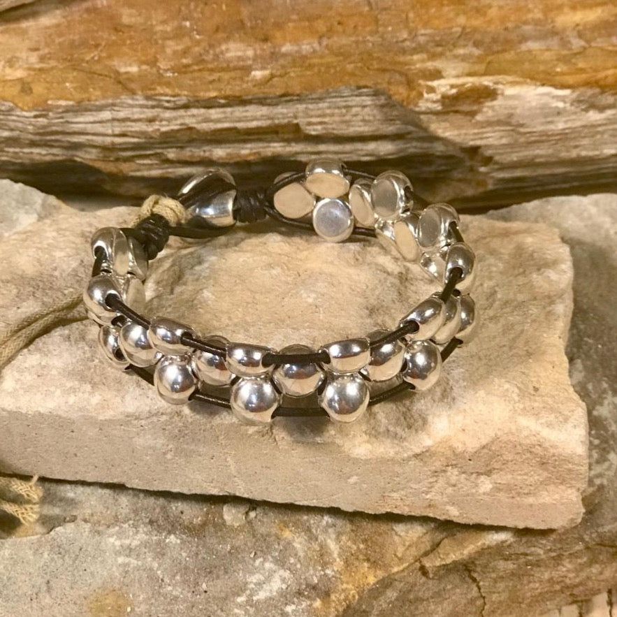 FRIENDS Gorgeous Silver & Leather Bracelet