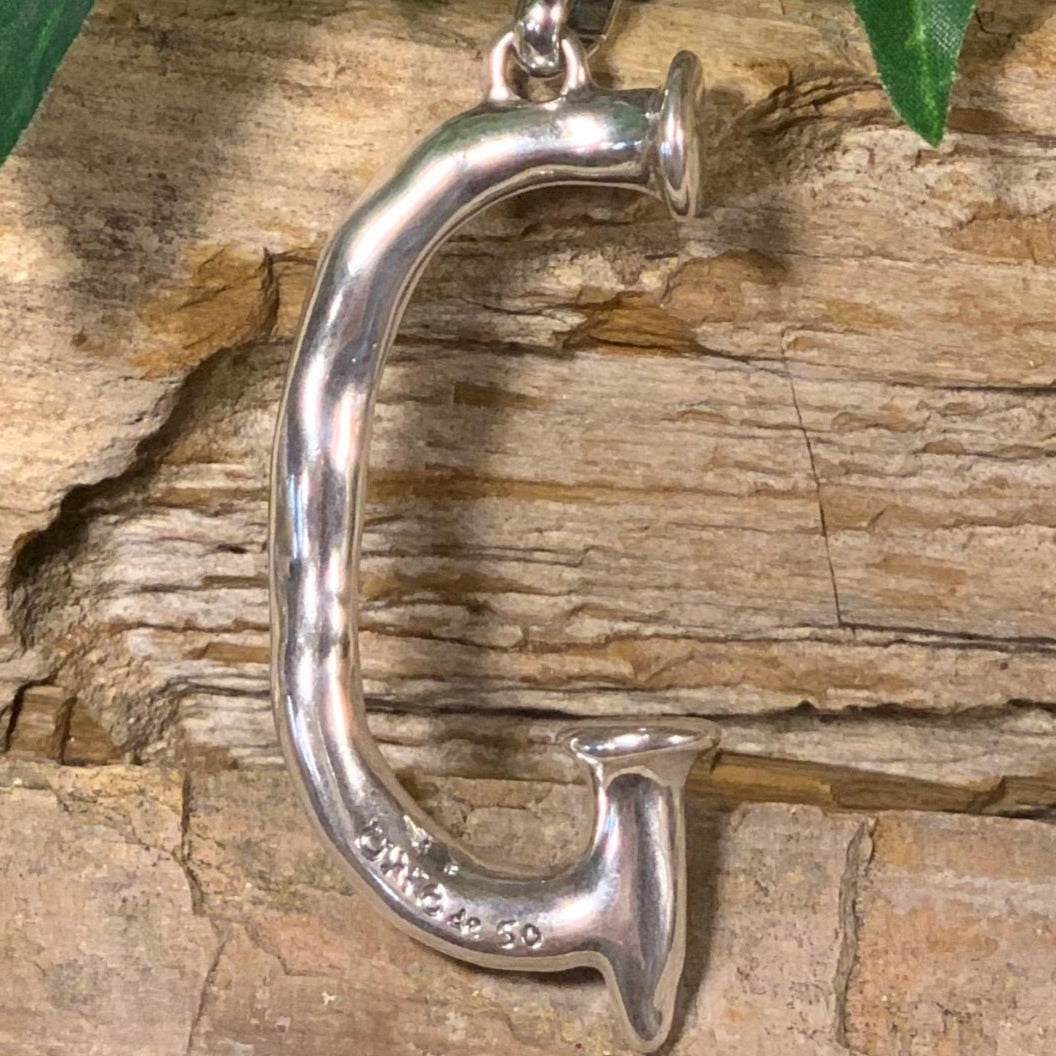 Letter Shaped Pendant in Silver inspired by the Iconic Nail