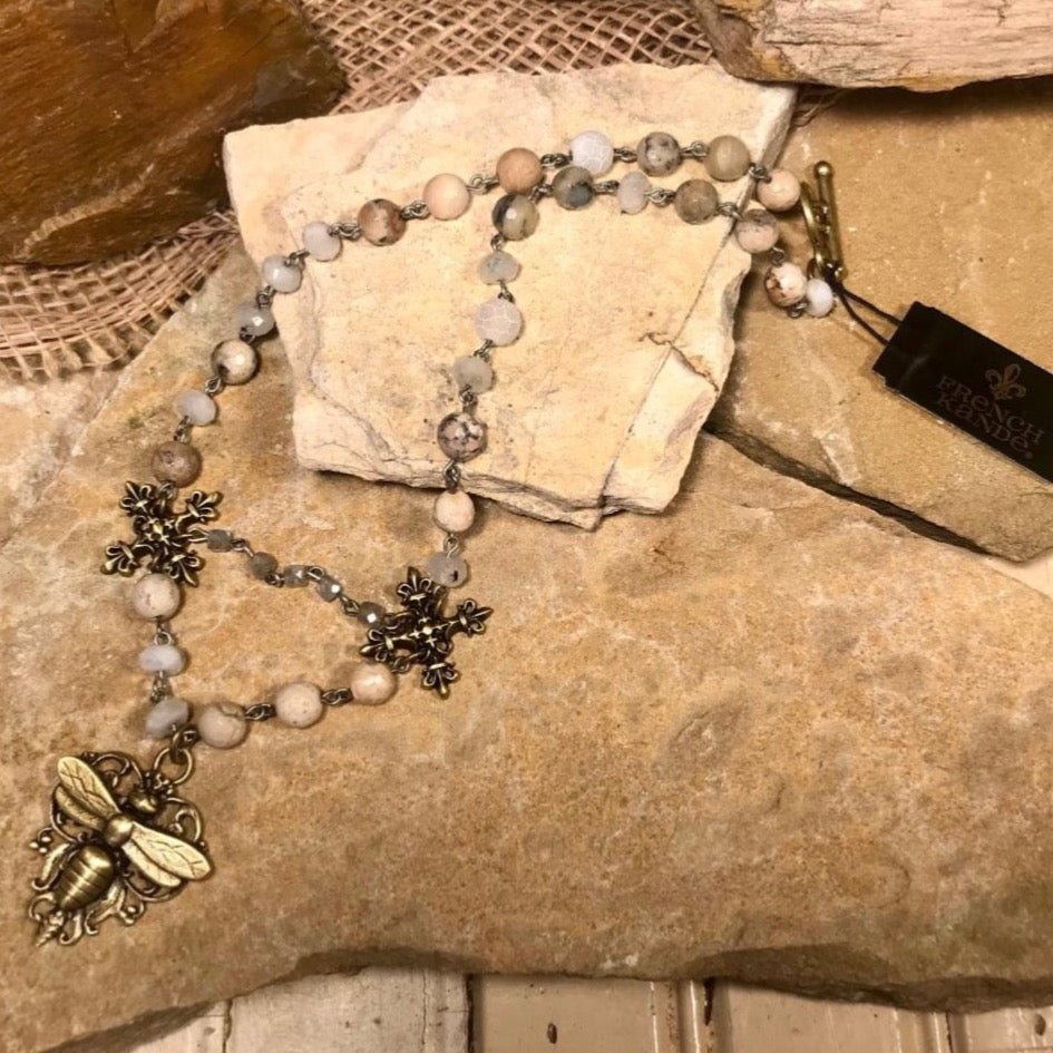 Rattan Mix with Silver Wire Necklace