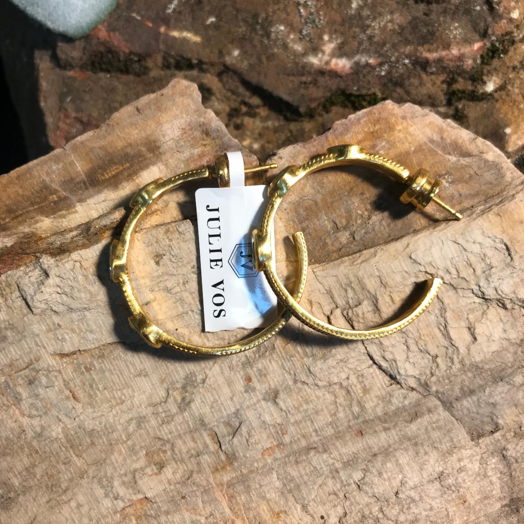 Monaco Gold Cubic Zirconia Medium Hoop Earrings