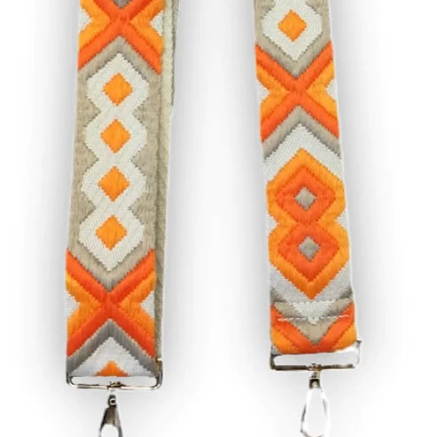 Aztec Embroidered Adjustable Strap Orange/Cream