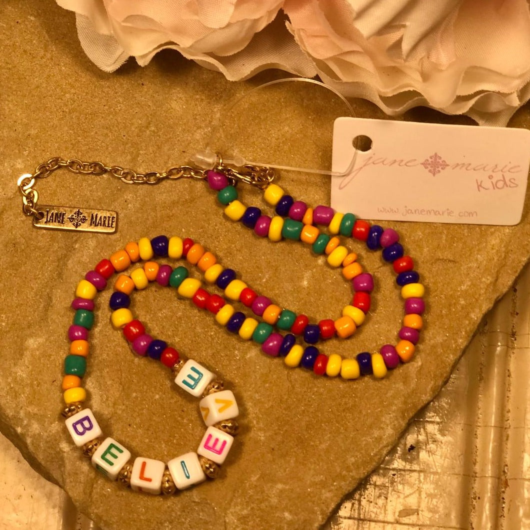 Believe Multicolored Beads Kids Necklace