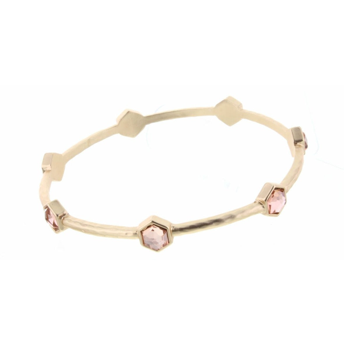 Blush Hexagon Stone Station Bangle