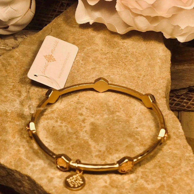 Blush Hexagon Stone Station Bangle