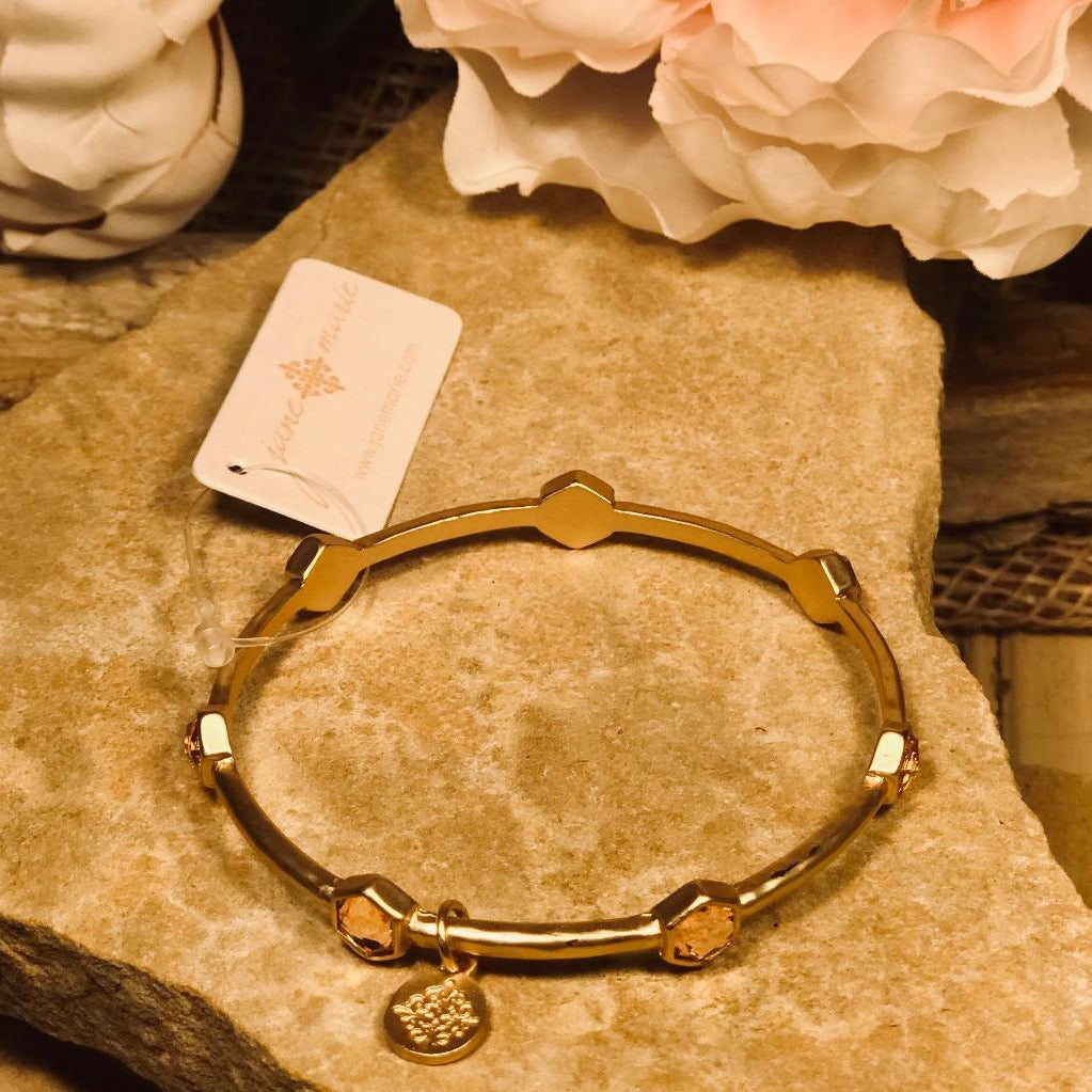 Blush Hexagon Stone Station Bangle