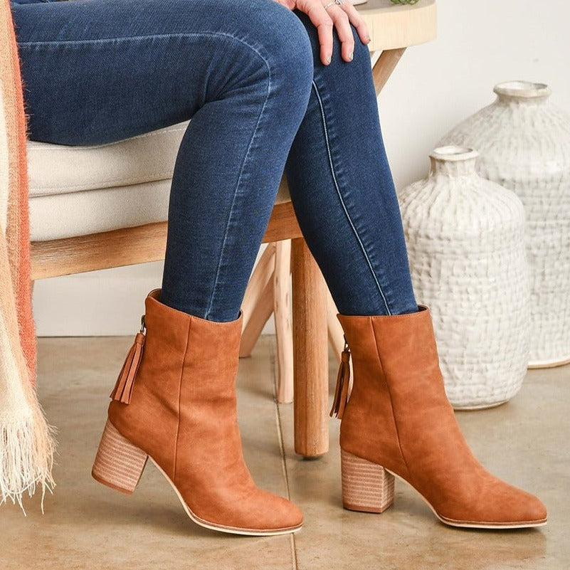 Boujee Cognac Smooth Bootie