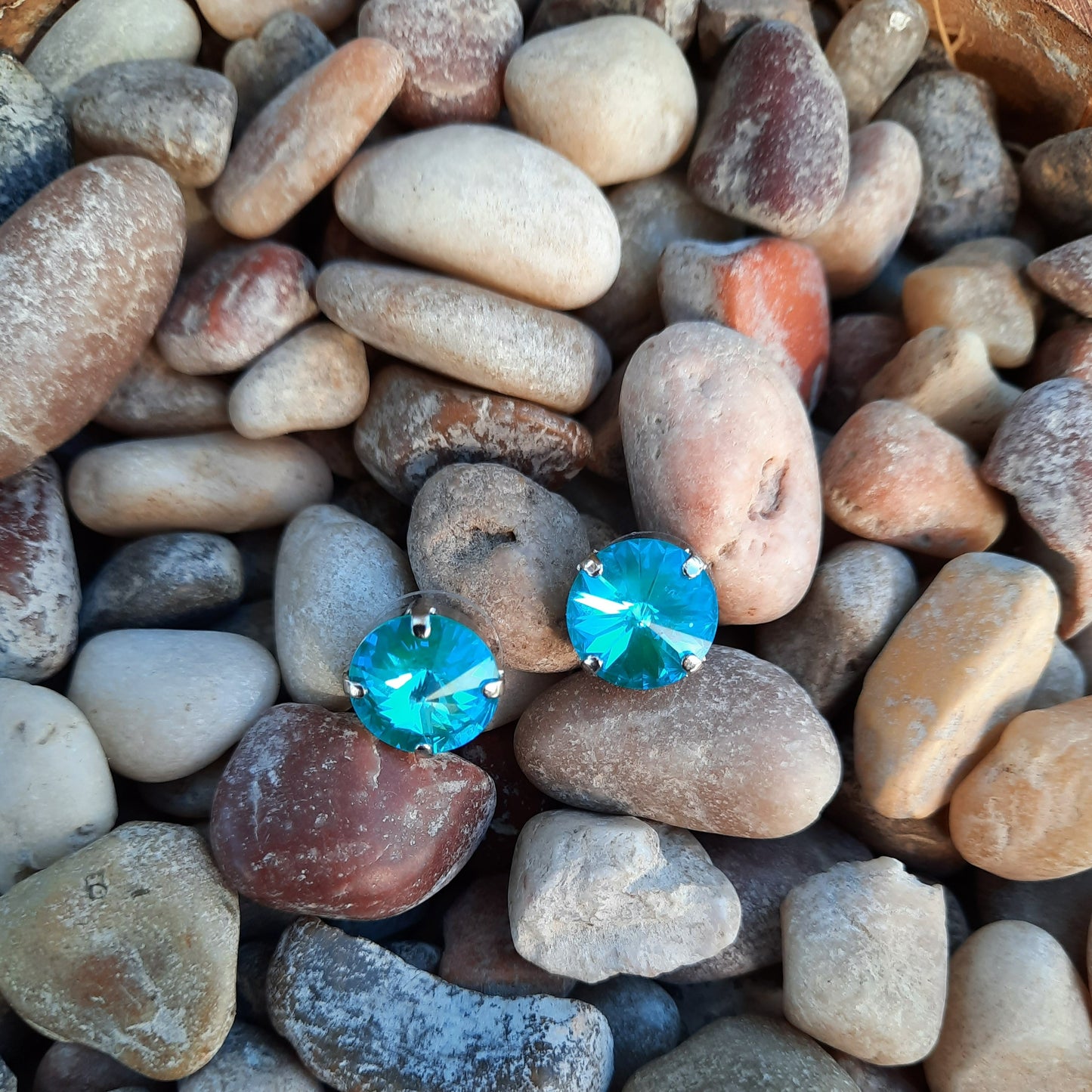 Lovable Rivoli Single Stone Earrings in "Laguna"