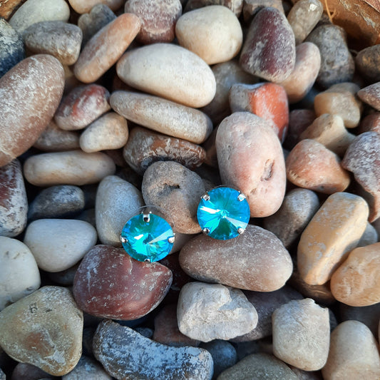 Lovable Rivoli Single Stone Earrings in "Laguna"