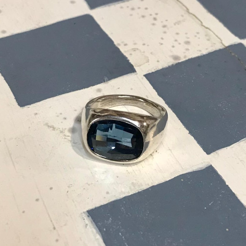 Light it Up Blue Denim Swarovski Crystal Ring