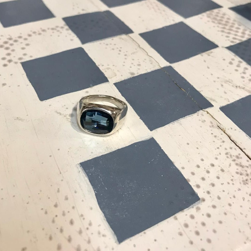 Light it Up Blue Denim Swarovski Crystal Ring