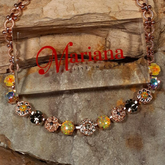 Yellow, Green and Abalone Multi Swarovski Crystal Necklace