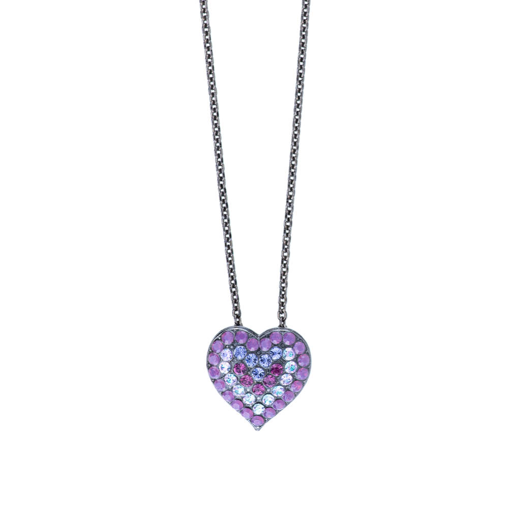 Pavé Heart Pendant Necklace in "Wildberry