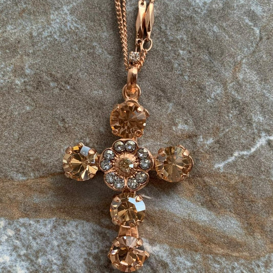 Multi Shades Multi Stone Cross Necklace