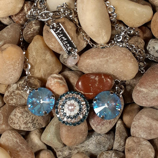 Multi Stone with Pearl Center Necklace