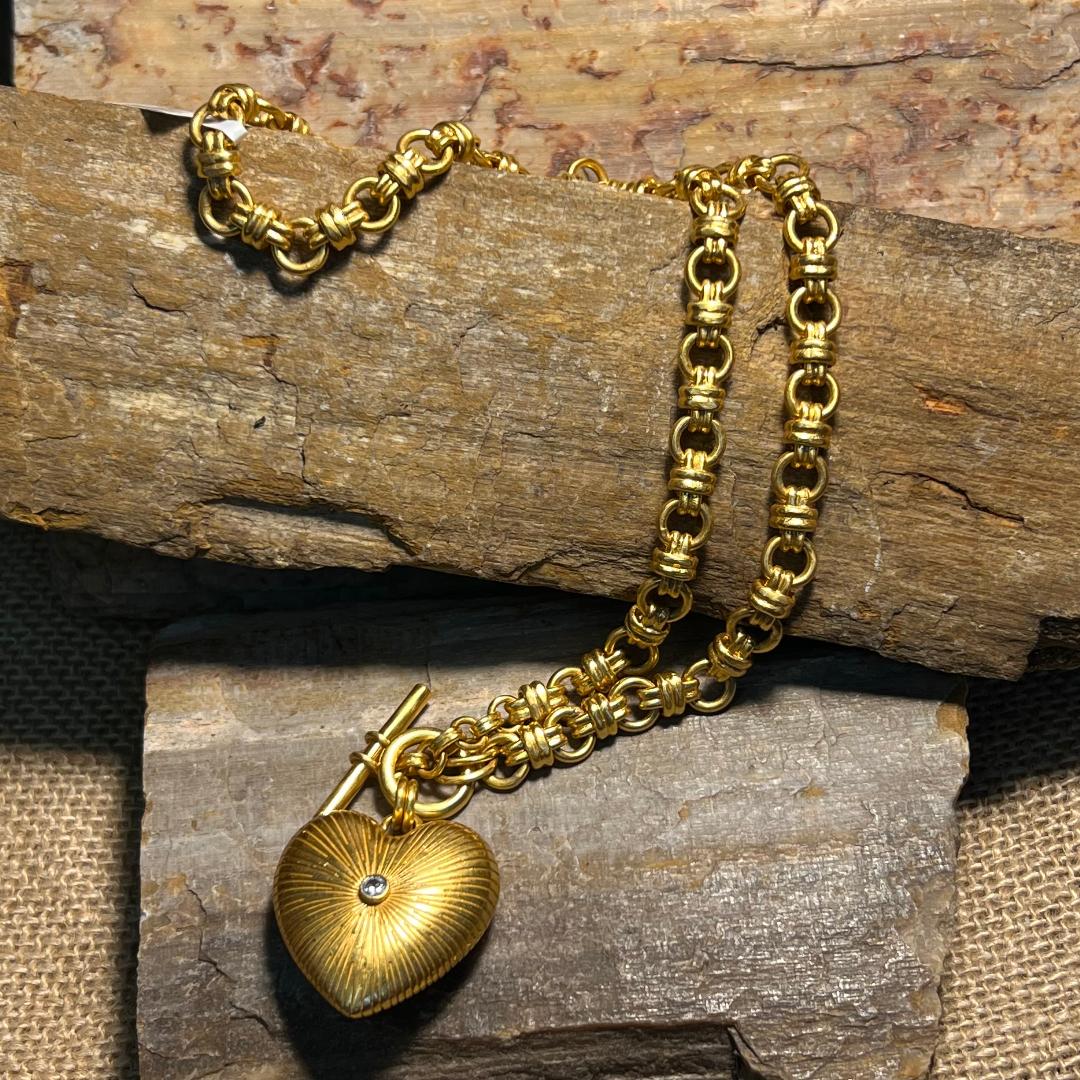 Esme Heart Pendant Link Necklace