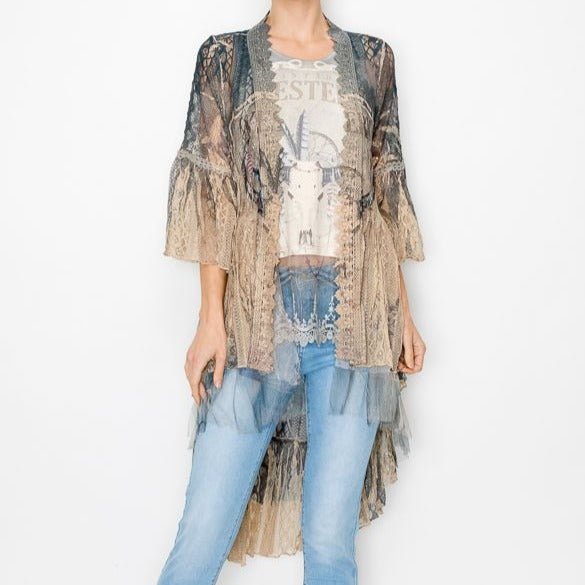 West Lace & Crochet High Low Cardigan Duster