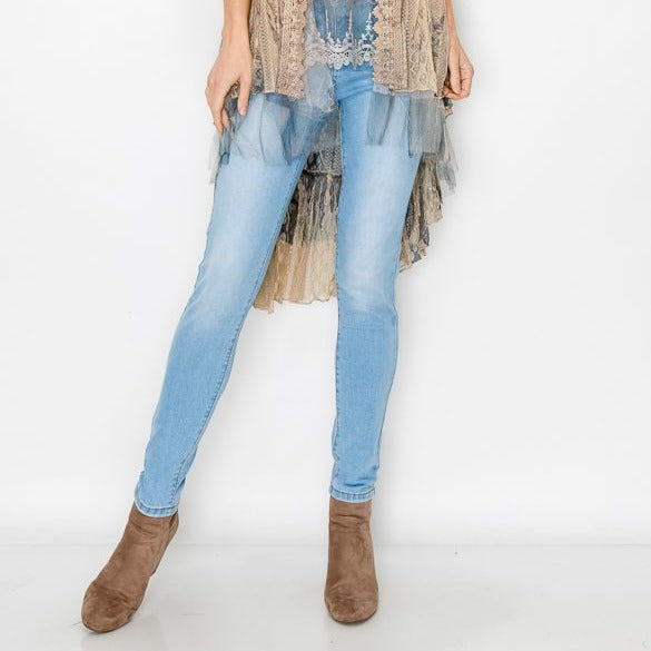 West Lace & Crochet High Low Cardigan Duster