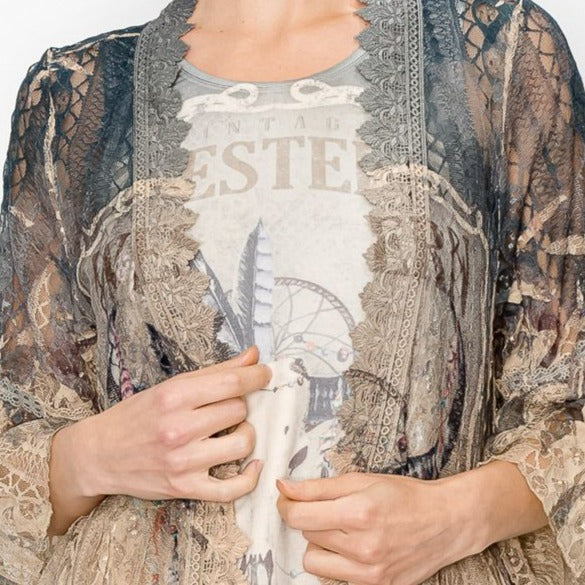 West Lace & Crochet High Low Cardigan Duster