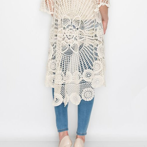 Crochet Natural Cardigan /Duster