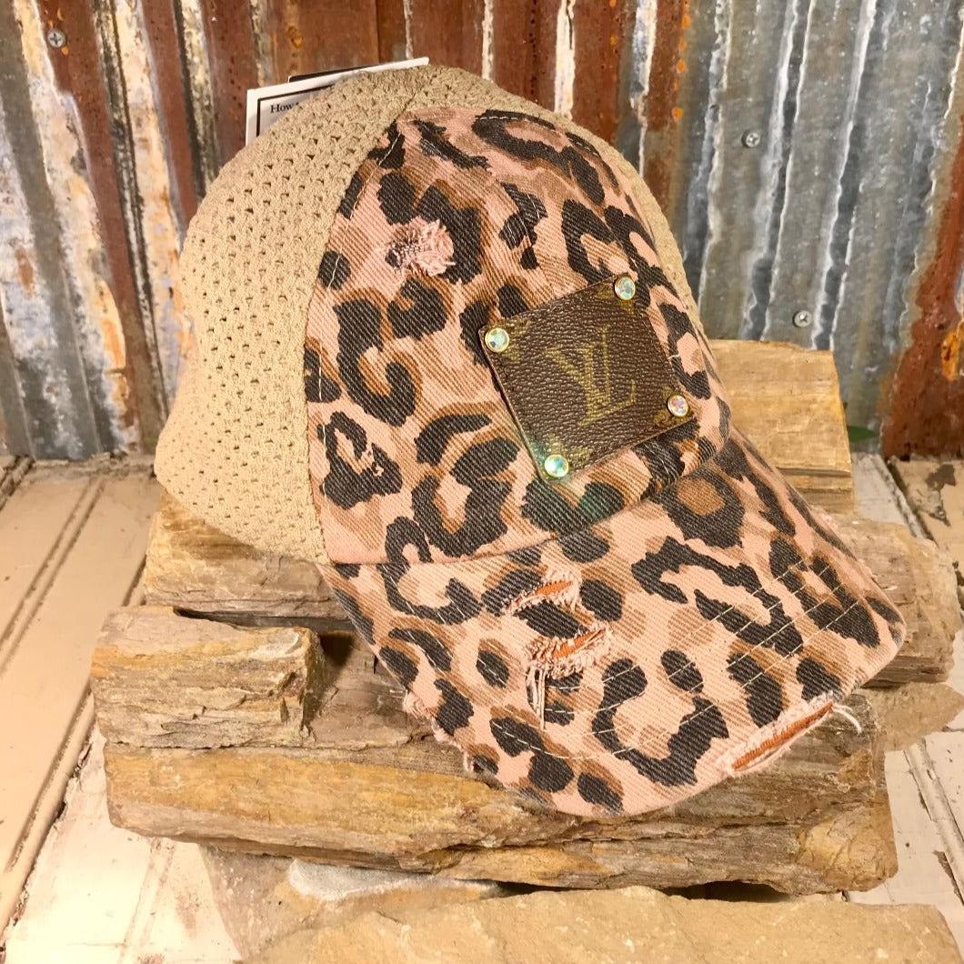 Black-Tan-Mauve Tone Leopard Distressed Up LV Cap – The Boutique at Wells  Florist