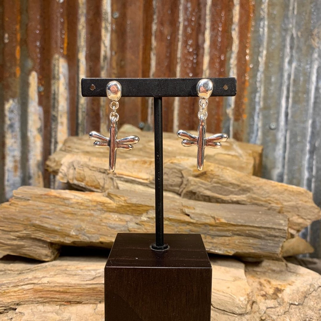 Hold Me Tight Silver Dragon Fly Earrings