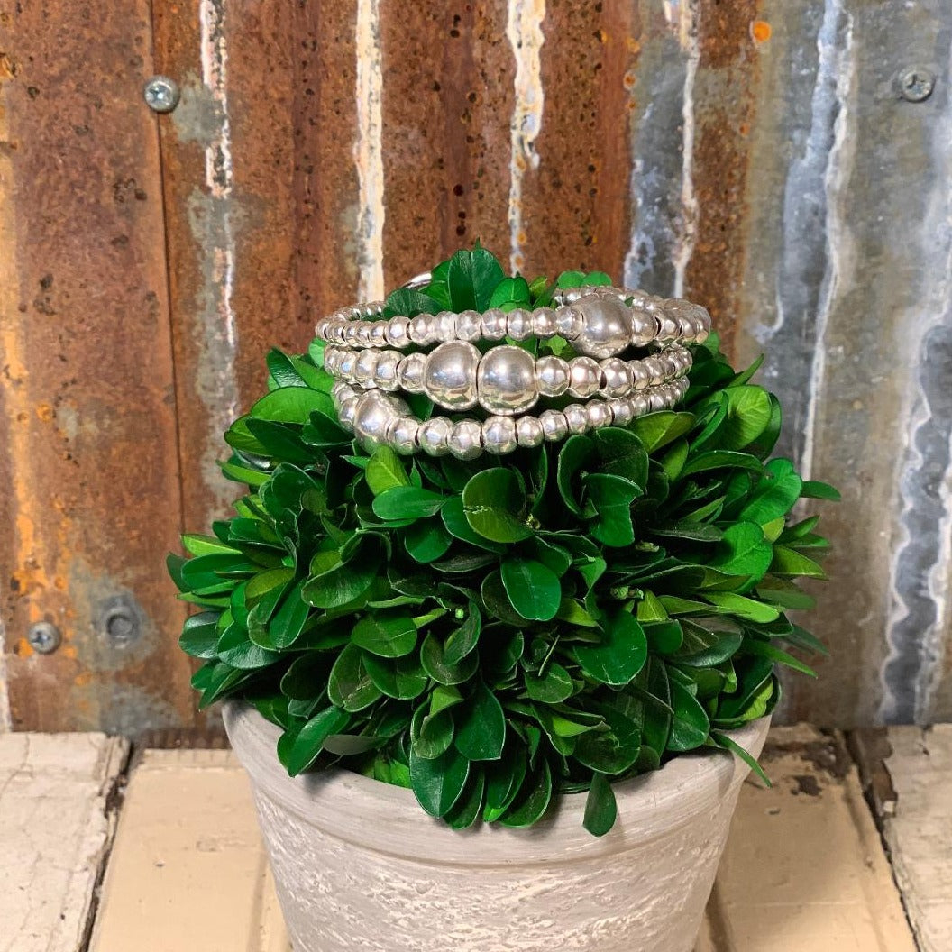 Clad 3 Silver Beaded Straps