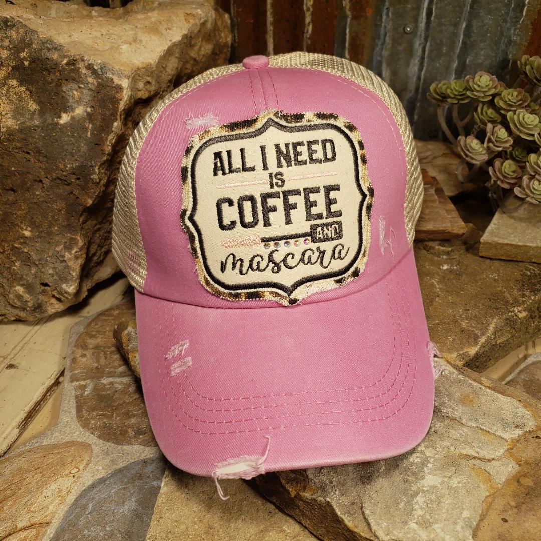 Coffee & Mascara Bling Embroidered Cap (Different Colors Available)
