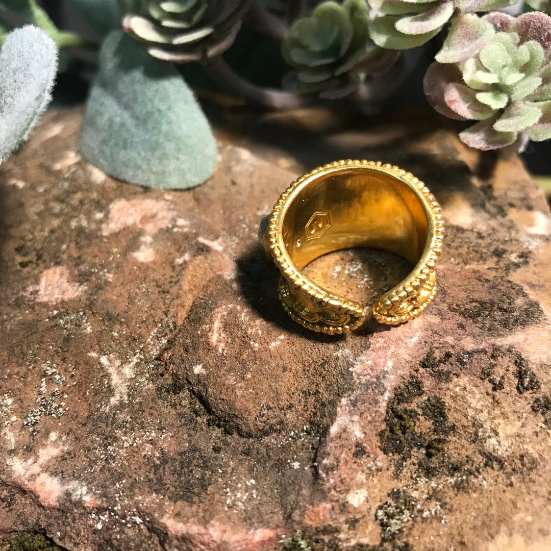 Trieste Statement Gold Iridescent Clear Crystal Ring