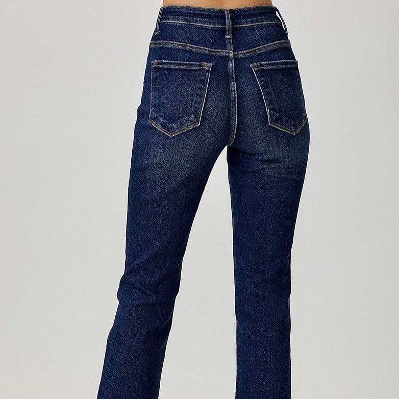 High Rise Ankle Slim Straight Leg Jeans