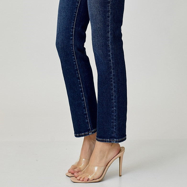 High Rise Ankle Slim Straight Leg Jeans