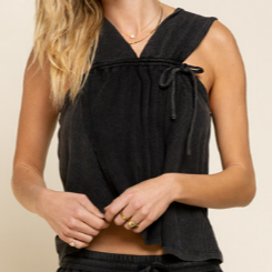 Stone Black Adjustable Drawstring Top