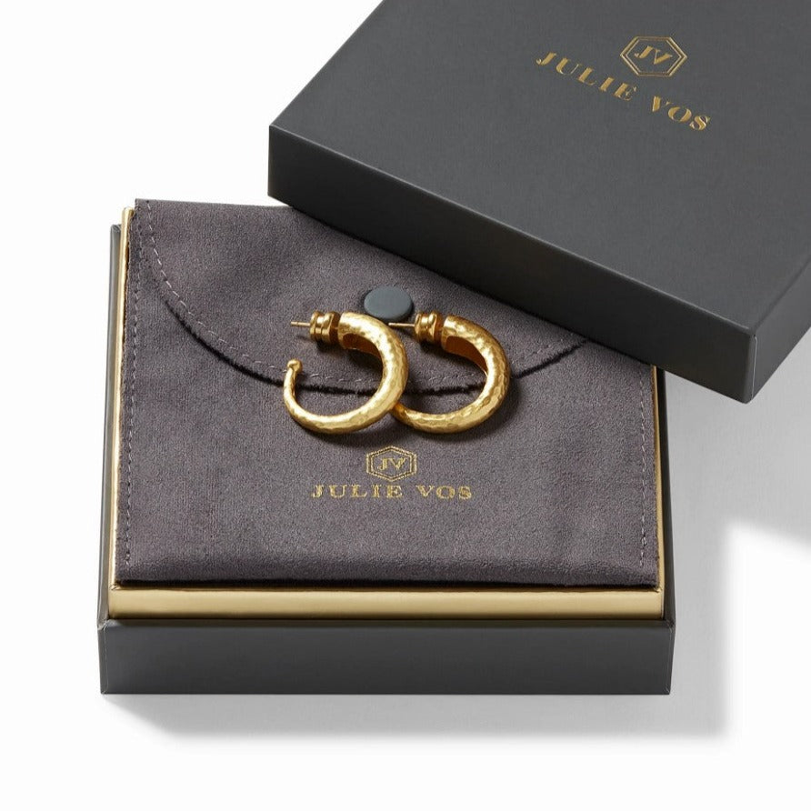 Lightly Hammered Gold Small Hoop Earrings