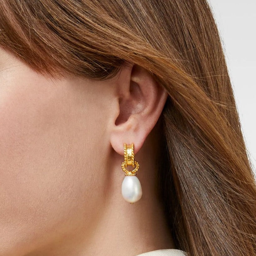 Marbella Freshwater Pearl Charm and Gold Hoops