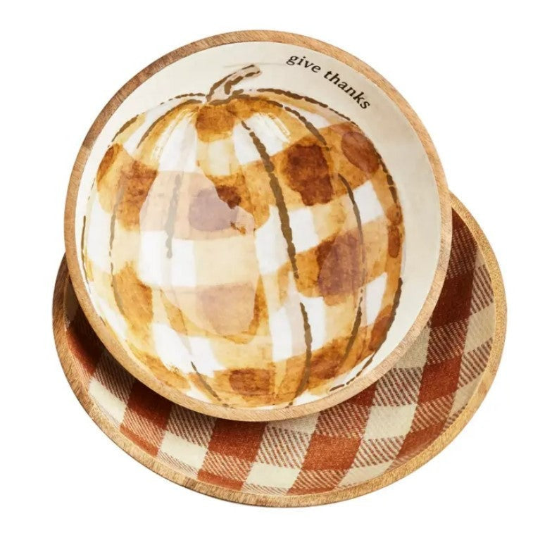 Pumpkin Check Enamel Bowls Set of 2