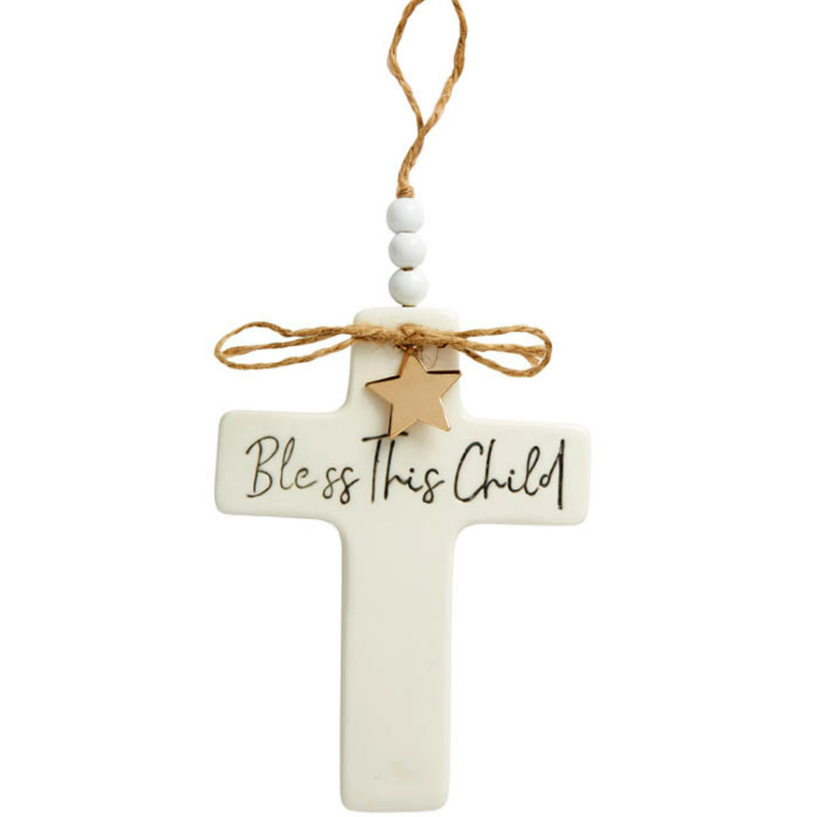 Ceramic Cross Charm - Little Blessing