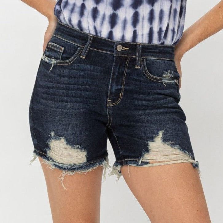 High Waist Destroyed Shorts...Plus Size