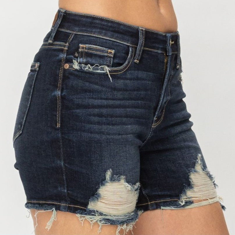 High Waist Destroyed Shorts...Plus Size
