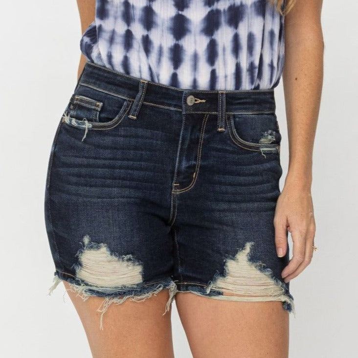 High Waist Destroyed Shorts...Plus Size