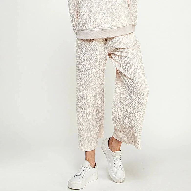 Textured Cream Sweat Pant Lounge Wear