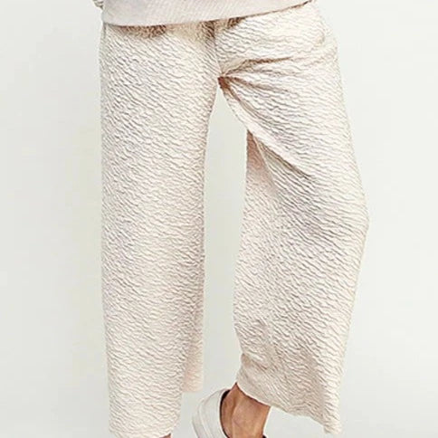 Textured Cream Sweat Pant Lounge Wear
