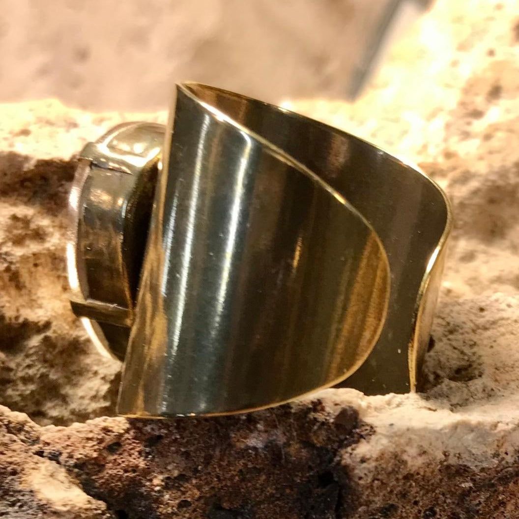 Teardrop Champagne and Bronze Adjustable Ring