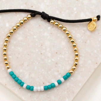 Turquoise Gold Beloved Morse Code Bracelet
