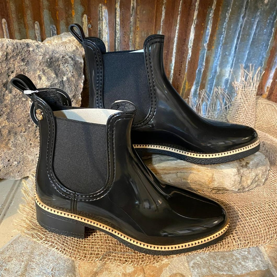 Black Gloss Rain Bootie