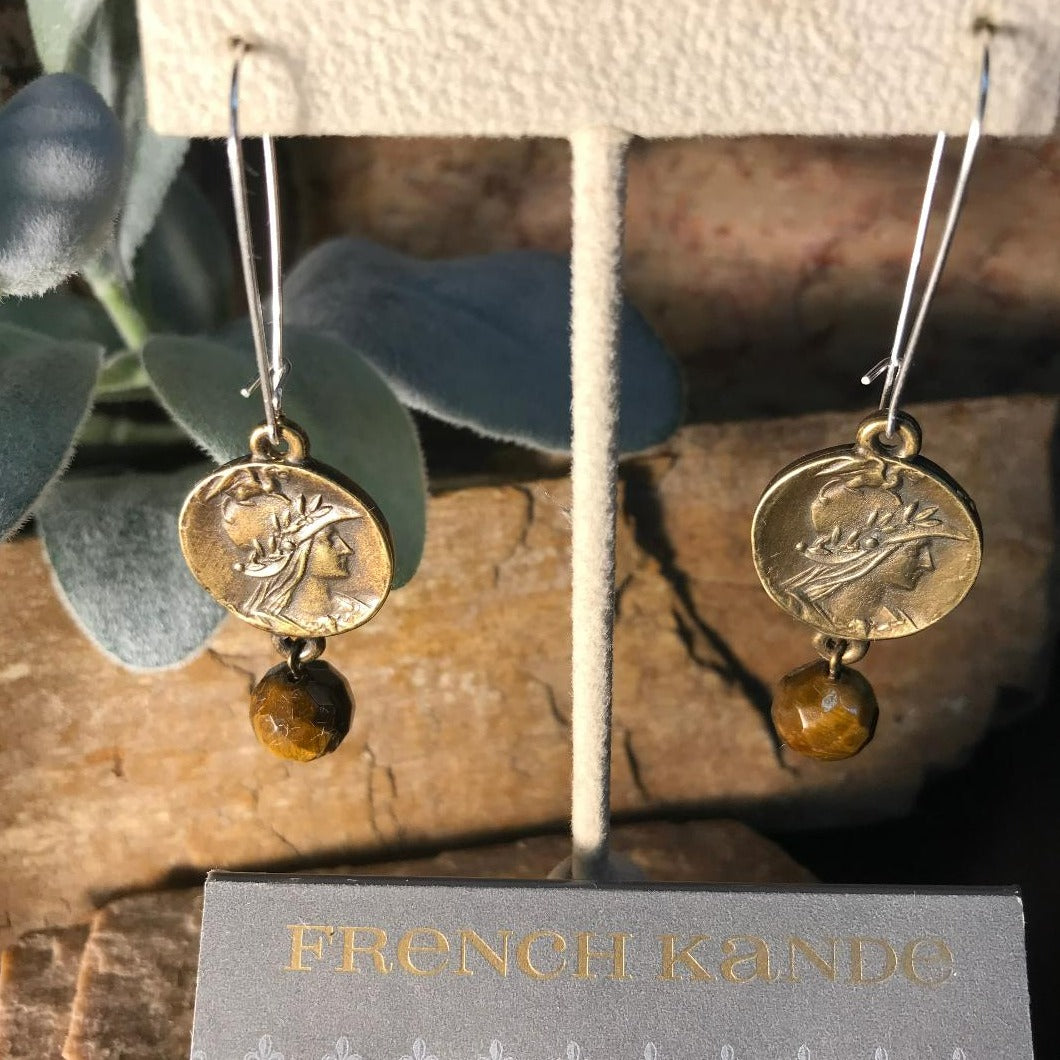 Brass Mini Medallion Dangle Earrings