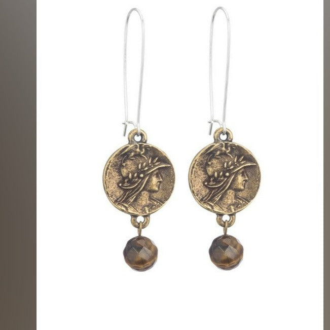 Brass Mini Medallion Dangle Earrings