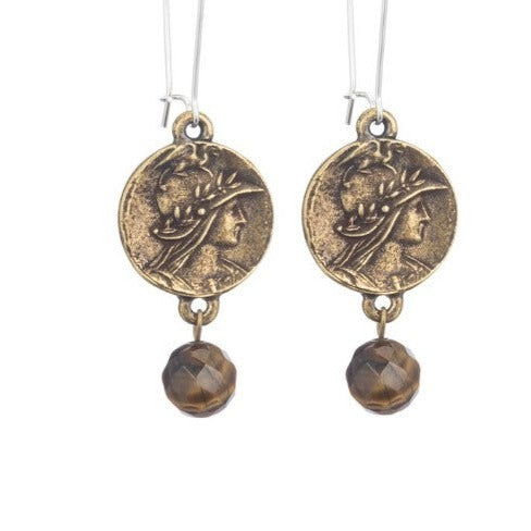 Brass Mini Medallion Dangle Earrings