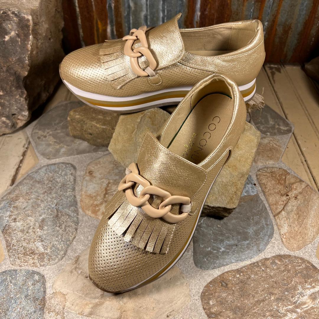 Bess Platform Gold Loafer’s