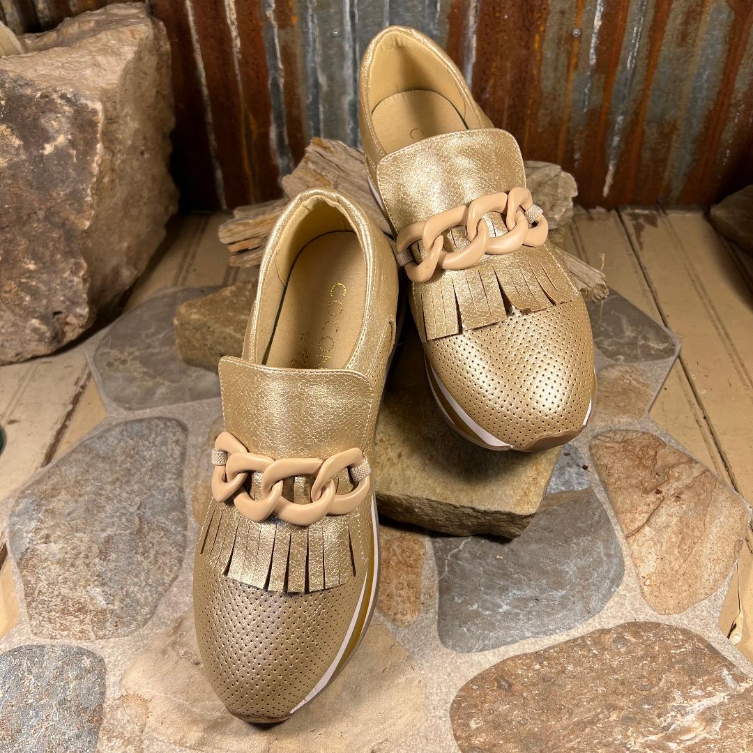 Bess Platform Gold Loafer