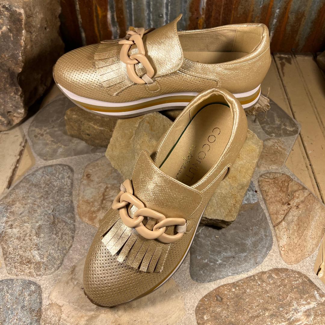 Bess Platform Gold Loafer